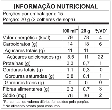 Tabela nutricional Flocos Crocantes 300g