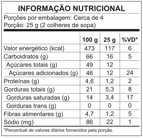 Tabela nutricional Rocks 110g