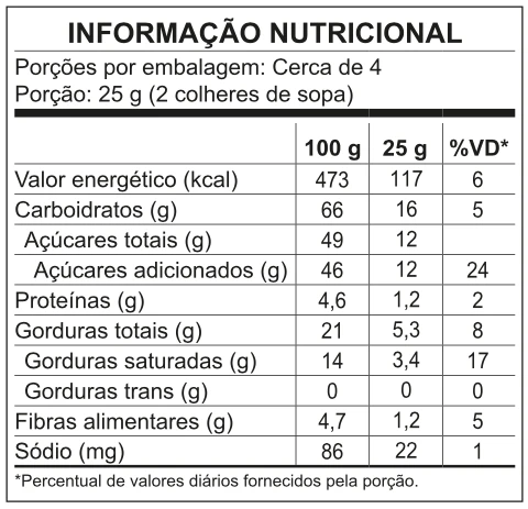 Tabela nutricional Rocks 90g