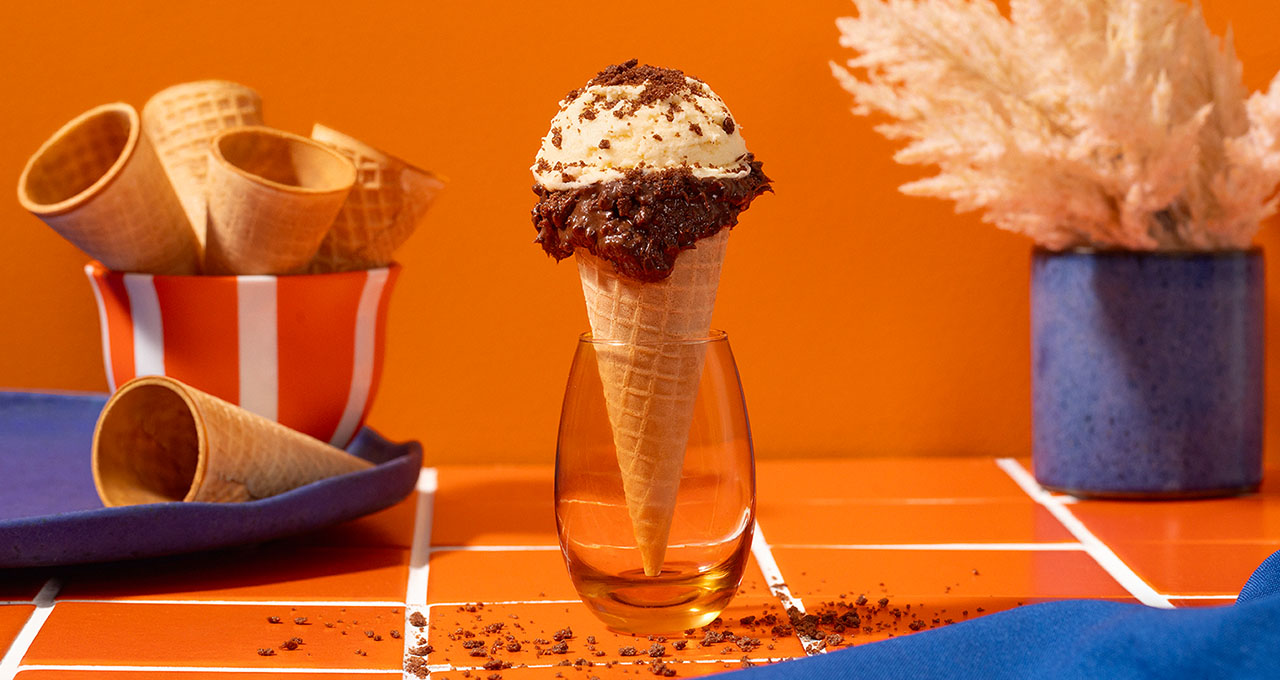 Casquinha recheada com Ovomaltine® Creme Crocante